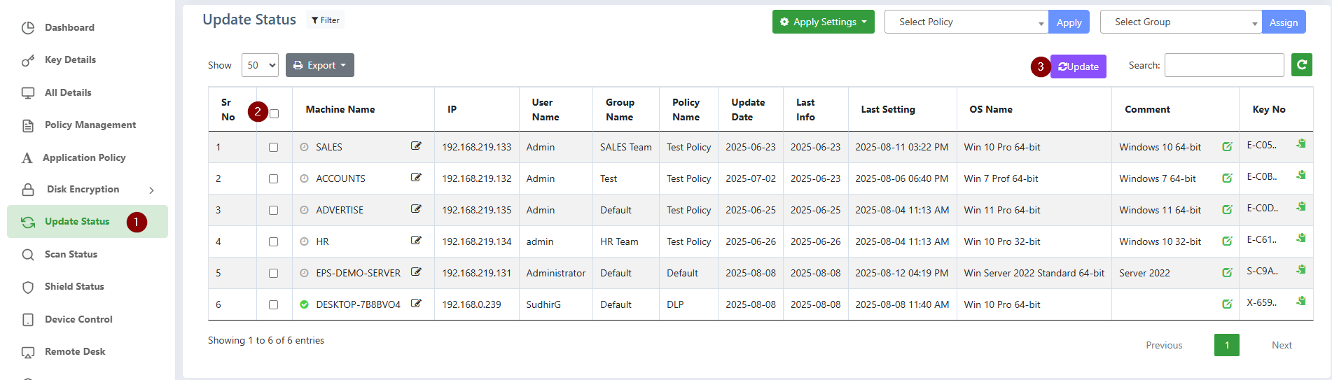 Update Status - Product Documentation